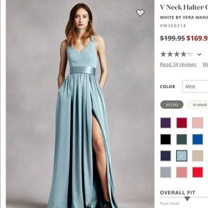 DAVIDS BRIDAL VERA WANG V NECK HALTER GOWN in MIST